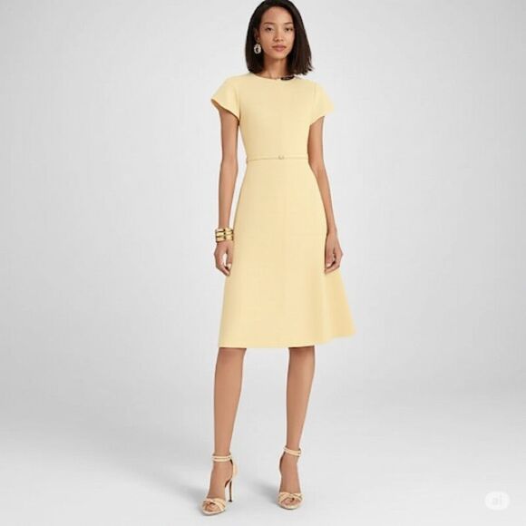 J Crew Tall Mathilde Cap Sleeve Dress in Luster Canvas Sz 10T in Sweet Meringue - Picture 2 of 9